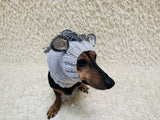 Knitted Donkey Snood Hat for Dachshund - Handmade Dog Costume with Ears and Mane