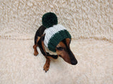 Cute Hand-Knitted Dachshund Snood and Pom-Pom Beanie Set - Cozy Dog Hat and Neck Warmer