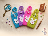 Knitted Bunny Phone Sleeve with Strap, Cute Rabbit Crossbody Phone Bag, Handmade Crochet Phone Sock, Kawaii Animal Phone Pouch