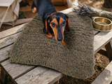 Dachshund Dog Blanket, Soft Olive Green Pet Mat, Plush Boucle Puppy Throw, Cozy Small Dog Bed Cover, Handmade Dog Gift,