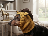 Knitted Donkey Snood Hat for Dachshund - Handmade Dog Costume with Ears and Mane