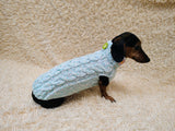 Handmade Cable Knit Dachshund Sweater | Warm Dog Clothes