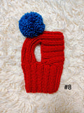 9 color Handmade Knit Dog Hat with Ear Holes – Warm Wool-Blend Winter Beanie & Snood for Dachshunds and Small to Medium Pets –Cute Puppy Pom Pom Cap