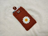 Crochet Daisy Phone Sock, Knitted Smartphone Sleeve with Flower Phone Pouch, Boho Cell Phone Case, Handmade Gift for Her