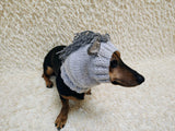 Knitted Donkey Snood Hat for Dachshund - Handmade Dog Costume with Ears and Mane