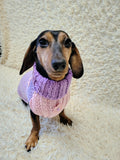 Handmade Knit Dachshund Sweater - Purple Floral Dog Jumper