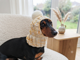 Dog hat with pom poms wool, warm hat for dachshund, wool hat for small dogs