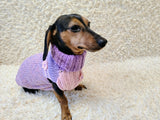 Handmade Knit Dachshund Sweater - Purple Floral Dog Jumper