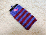 Cute Animal Companion Knit Phone Case | Striped Phone Sleeve-Handmade Knit Animal Phone Pouch | Cozy Stretchy Phone Sock