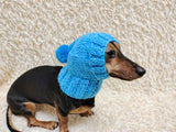 Angora Super Warm Dog Hat with Pom-Pom, Knitted Costume Pet Clothes Warm Cap Closed Ears for Dachshund beanie