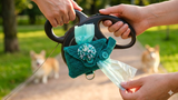Dispenser of two rolled packs for dogs