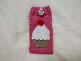 Cupcake Knit Phone Sleeve, Universal Crochet Cell Phone Pouch 6.7x3.5", Cute Sweet Cake Phone Case, Soft Yarn Sock for iPhone Samsung, Gift