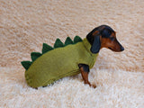 Dachshund dinosaur knitted sweater, dinosaur sweater for dogs, clothes dinosaur knitted sweater for dogs