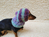 8 color Alpaca tweed striped Dog Hat, Knitted Set Warm Pet Clothes outfit apparel, Closed Ear Cap for Dachshunds beanie
