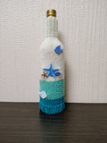 Starfish Knitted Wine Bottle Cover - Ocean Shells Cozy, Beach House Table Decor, Coastal Gift for Sea Lovers