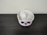 Crochet Bunny Basket, White Rabbit Nursery Storage Bin, Small Easter Egg Basket, Cute Yarn Bowl, Kids Room Decor, Baby Shower Gift