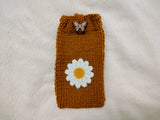 Crochet Daisy Phone Sock, Knitted Smartphone Sleeve with Flower Phone Pouch, Boho Cell Phone Case, Handmade Gift for Her