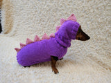 Hand-Knitted Dinosaur Dog Costume for Small Dogs and Dachshunds