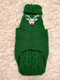 Christmas deer print wool sweater with arans for dogs, dachshund warm clothes jumper cable