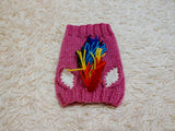 Handmade Knitted Unicorn Dog Snood with Rainbow Mane & Ears