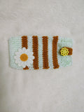 Daisy Phone Sock, Knit Striped Phone Sleeve, Cute Flower Phone Case Pouch, Handmade Cotton Phone Bag, Gift for her, Cozy Phone Holder