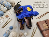 Duck dog hat Summer sun with holes for ears. Hand knitted sun cap dachshund. Stylish Pet Photo Props and Gift Dog Moms