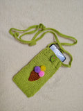 Ice Cream Knitted Phone Crossbody Bag | Cute Summer Smartphone Sleeve with Strap | Handmade Sweet Dessert Tech Pouch | Fun Birthday Gift for Her