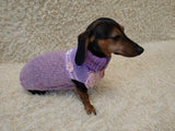 Handmade Knit Dachshund Sweater - Purple Floral Dog Jumper