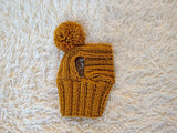 Hat for dog with pompom and holes for the ears