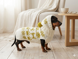 Christmas Pet Sweater and hat costume with dog paws, Snowflakes and Trees,Dachshund Dog Christmas Outfit Clothes