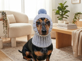 Angora Super Warm Dog Hat with Pom-Pom, Knitted Costume Pet Clothes Warm Cap Closed Ears for Dachshund beanie