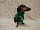 Christmas deer print wool sweater with arans for dogs, dachshund warm clothes jumper cable