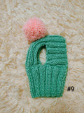 9 color Handmade Knit Dog Hat with Ear Holes – Warm Wool-Blend Winter Beanie & Snood for Dachshunds and Small to Medium Pets –Cute Puppy Pom Pom Cap