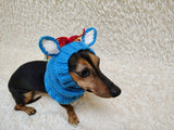 Handmade Knitted Unicorn Dog Snood with Rainbow Mane & Ears