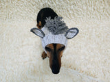 Knitted Donkey Snood Hat for Dachshund - Handmade Dog Costume with Ears and Mane