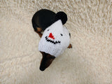 Snowman Dog Hat PomPom, Designer Pet Party Christmas Clothes outfit, Warm Winter knitted Dachshund cap with Pattern, gift for dogs lover