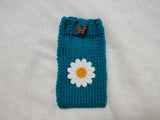 Crochet Daisy Phone Sock, Knitted Smartphone Sleeve with Flower Phone Pouch, Boho Cell Phone Case, Handmade Gift for Her