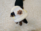 Paw dog hat Summer sun with holes for ears. Hand knitted sun cap dachshund. Stylish Pet Photo Props and Gift Dog Moms
