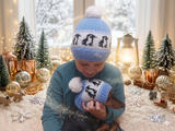 Penguins Angora Wool Snood Hat Set for Mom and Dog, Snood Hat Set for Housewife and Dachshund, Mom and Dachshund with Pompoms