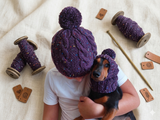 Mother and dog hat snood set, family hostess and dachshund hat snood set