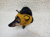 Knitted Donkey Snood Hat for Dachshund - Handmade Dog Costume with Ears and Mane