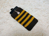 Cute Animal Companion Knit Phone Case | Striped Phone Sleeve-Handmade Knit Animal Phone Pouch | Cozy Stretchy Phone Sock