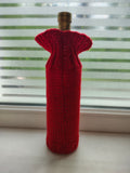Knitted Wine Bottle Cozy Cable Knit Sleeve, Red Valentine’s Day Wine Decor, Heart Buttons Bottle Sweater, Wedding Table Decor Housewarming Gift