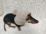 Angora Super Warm Dog Hat with Pom-Pom, Knitted Costume Pet Clothes Warm Cap Closed Ears for Dachshund beanie
