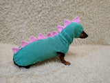 Dinosaur Dachshund Sweater with Hat  Knitted Dog Costume for Wieners