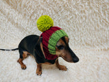 Cute Hand-Knitted Dachshund Snood and Pom-Pom Beanie Set - Cozy Dog Hat and Neck Warmer