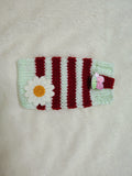 Daisy Phone Sock, Knit Striped Phone Sleeve, Cute Flower Phone Case Pouch, Handmade Cotton Phone Bag, Gift for her, Cozy Phone Holder