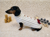 Christmas Dog Sweater, Aran Knit Bow, Deer Decoration