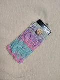 Cozy Cable Knit Phone Sock - Universal Smartphone Protective Sleeve - Hand Knitted Woolen Phone Bag with Button Closure - Boho Style Phone Accessory