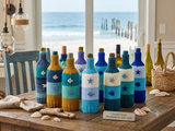 Knit Coastal Wine Bottle Sweaters | Starfish & Fish Sea Theme Decor